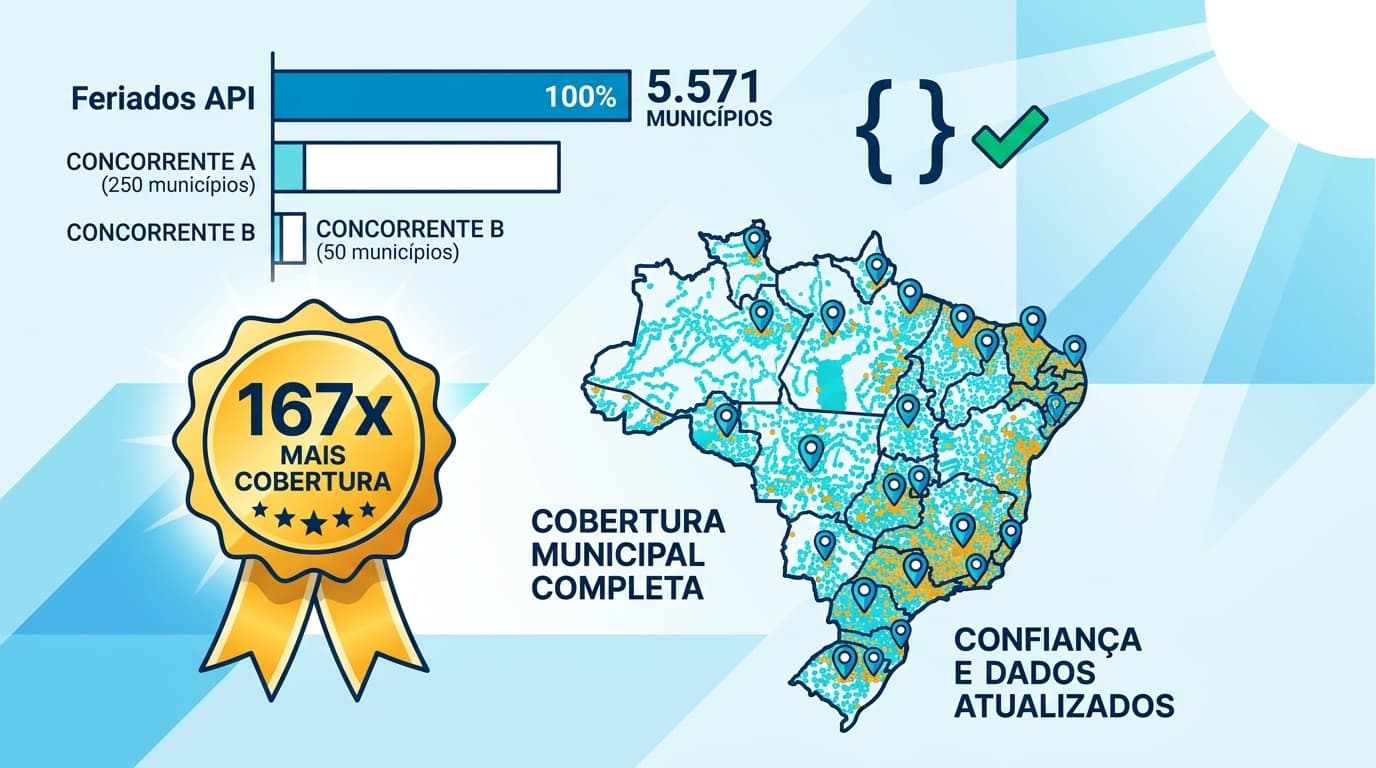 Qual API de feriados usar em produção? Comparamos a cobertura municipal de cada uma
